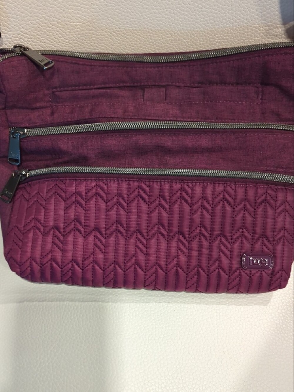 lug Quilted Crossbody Bag in Plum - Picture 3 of 11